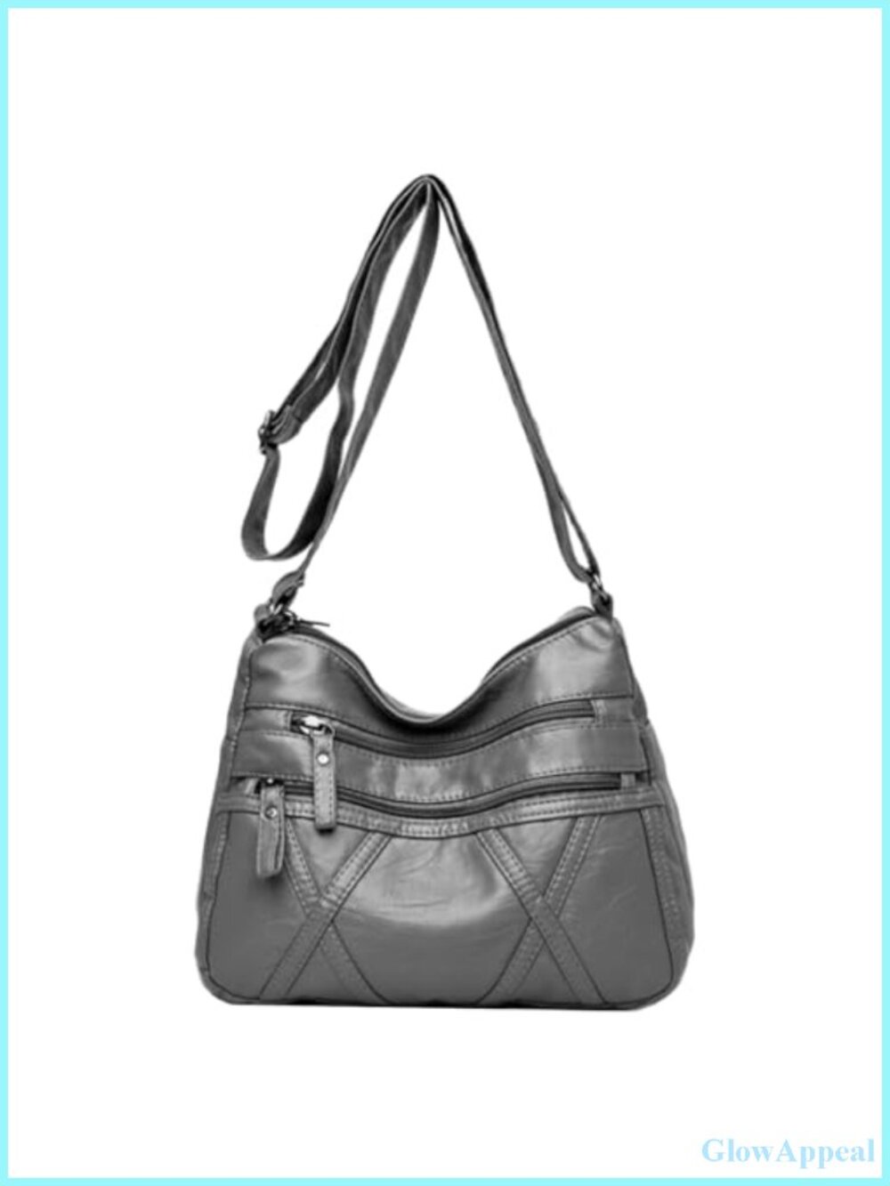 PU Leather Crossbody Bag Multi Pocket Messenger Satchel Adjustable Strap